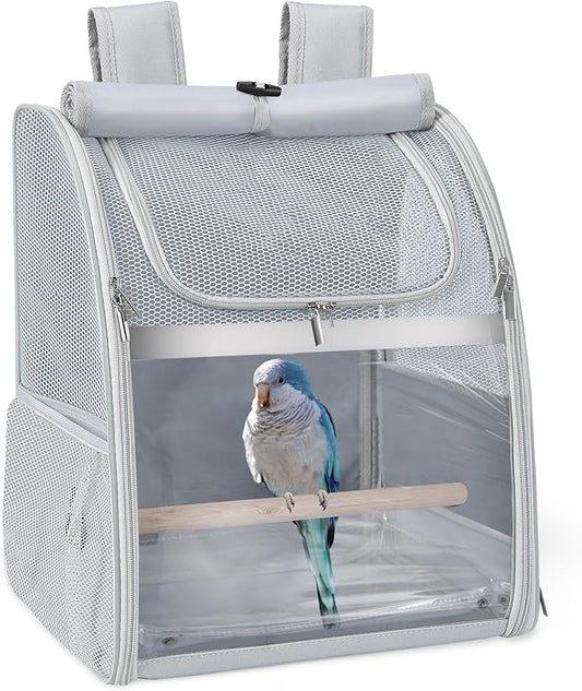 Sanmoncare Bird Carrier Backpack, Water Repellent Fabric Cockatiel Travel Bag with Stand, Lightweight and Portable Travel Cage for Parrot, Bird Travel Carrier