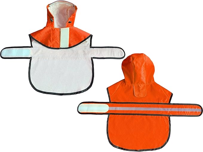 Dog Raincoat Waterproof Reflective Slicker - Lightweight Breathable Hooded Poncho Rain Coat Jacket with Adjustable Belly Strap and Leash Hole for Small Medium Large Dogs (X-Large, Orange)