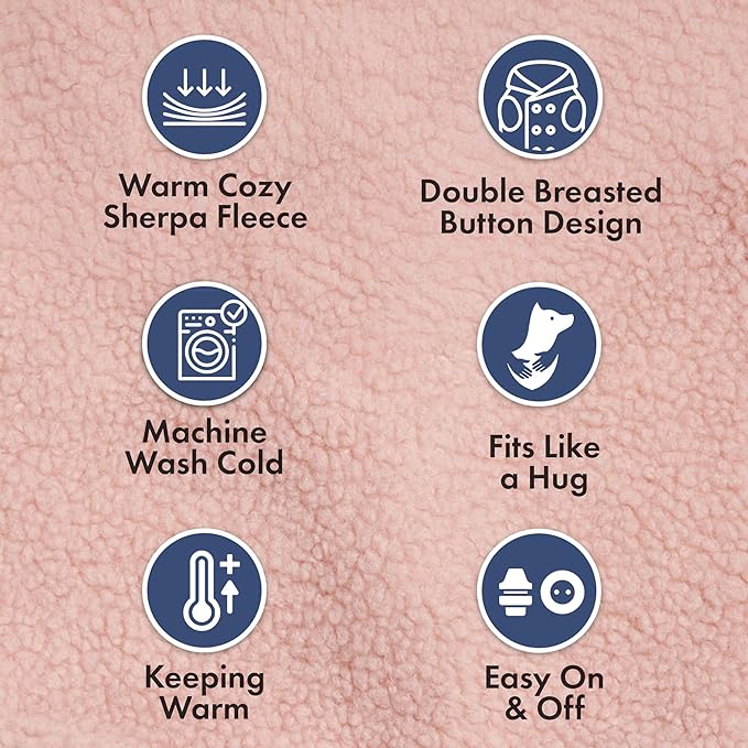 Spark Paws Teddy Dog Sweater, Sherpa Jacket Vest with Warm Fleece Lining, Winter Coat Suitable for Small Medium Large XL XXL Breeds - Pink - L