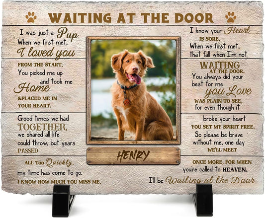 Dog Memorial Gifts for Loss of Dog or Cat, Personalized Dog Memorial Stone with Photo Name for Remembrance Cat Passing Gift for Pet Lovers (5.9INCH* 7.9INCH, style2)