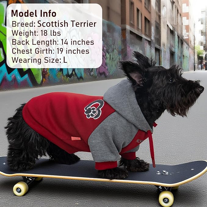 KYEESE Dog Hoodie Dogs Winter Stretchy Coat for Cold Weather Soft Dog Clothes for Small Dogs Comfort Cat Sweater Pet Sweatshirt with Drawstring Cat Coat with Leash Hole Warm Pet Clothes