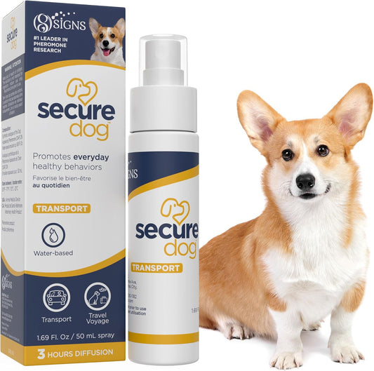 SecureDog Transport, Water Based Calming Travel Spray, Naturally Supports Calm and Wellbeing Helping Relieve Any Feeling of Anxiety or Stress