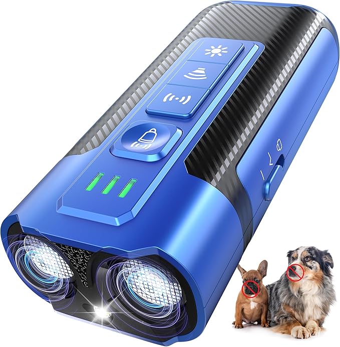 Dog Bark Deterrent Devices-Ultrasonic Anti Barking Device for Dogs with 50ft Range, Rechargeable No Barking Device for Own or Neighbor's Dogs, Portable Safe for Dogs/Humans | Indoor/Outdoor Use-Blue