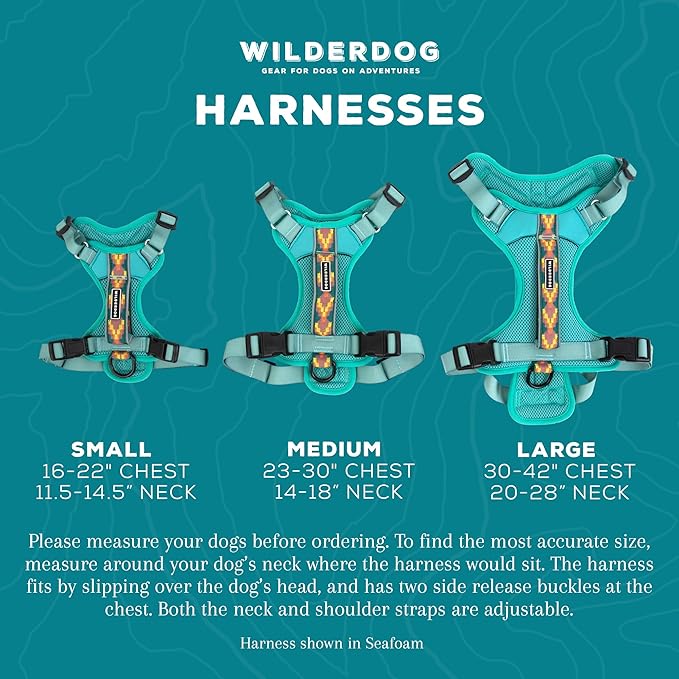 Wilderdog Lightweight Dog Harness with Reflective Straps - Large - Seafoam