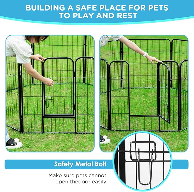 BestPet | Dog Playpen | 32 Inch, 12 Panels | Heavy Duty Metal Pet Exercise Pen | Indoor Outdoor Fence Panels | Rust-Resistant, Removable, Tool-Free Setup | Anti-Skid, Expandable Design