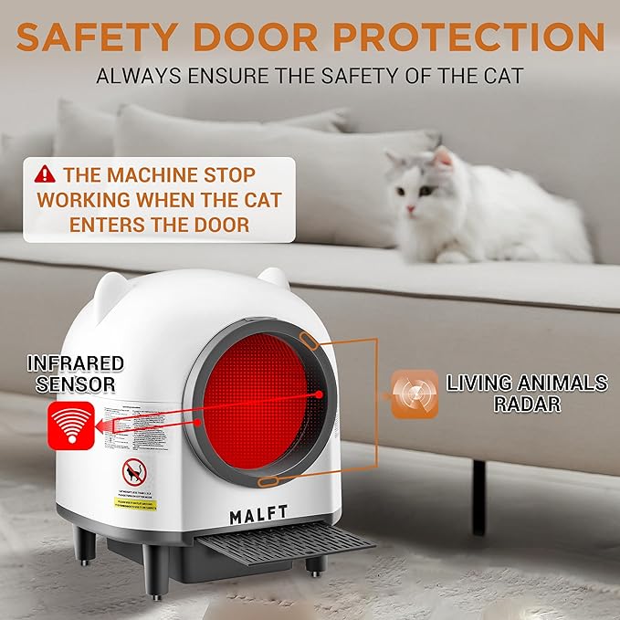 Premium 90L Automatic Cat Litter Box – Self-Cleaning Litter Box, APP Remote Control, Odor-Free Cleaning, Pinch-Proof Design, Ideal for Multi-Cat Homes (Mat + Waste Bags Included)