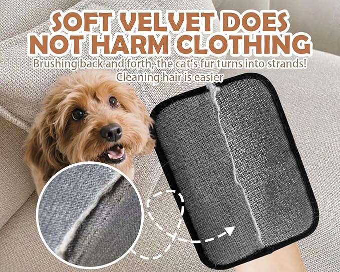 New Upgraded cat Hair Cleaner, Upgraded efficient pet Hair Grooming Gloves, Suitable for Dog and cat Hair Removal Tools on Sofas, Carpets, Clothes, Curtains [Black and red]