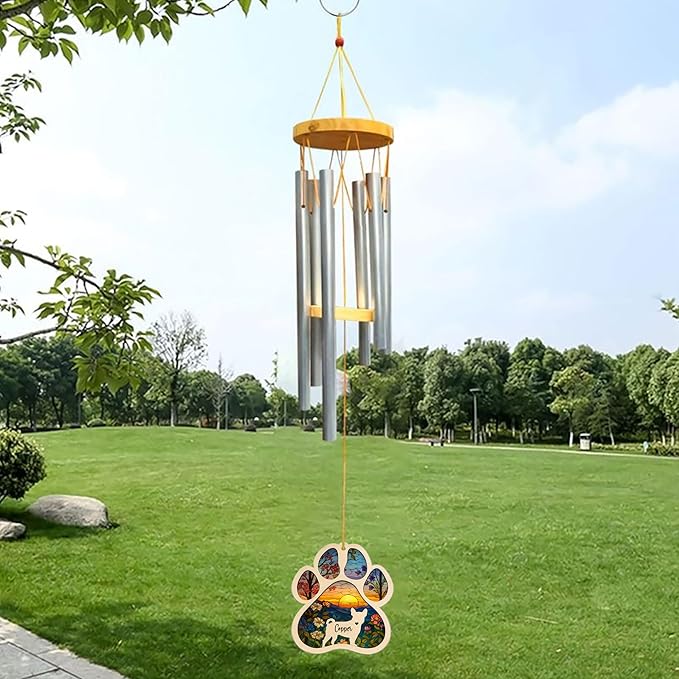 Personalized Hand Dog Wind Chimes Sun Catcher, Dog Memorial Winds Chime, Pet Loss Wind Chimes Sun Catcher, Gifts for Dogs Lovers, Sympathy Pet Winds Chime
