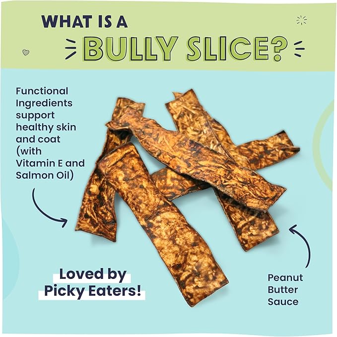 Pawstruck Bully Slices Premium Rawhide Chew Sticks, Peanut Butter Flavor - Low Fat, High Protein, Long-Lasting Treat for Dogs - No Artificial Ingredients - 1 lb Bag - Packaging May Vary (Pack of 2)
