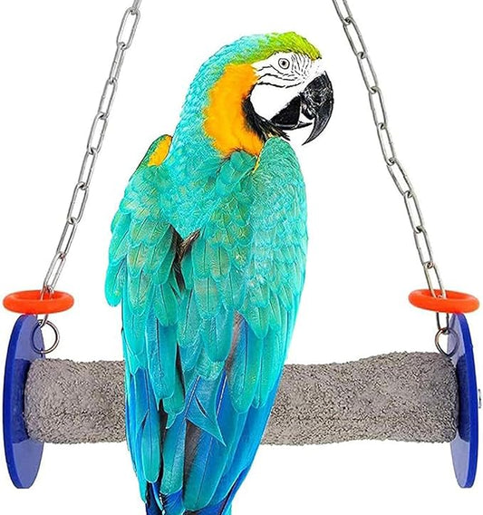 Roll Bird Swing - Perch Bird Toys Trims Nails and Beaks, Safe and Non-Toxic Bird Cage Accessories for Small and Large Birds, Swinging Toys Birds Will Love, XL 11 Inches