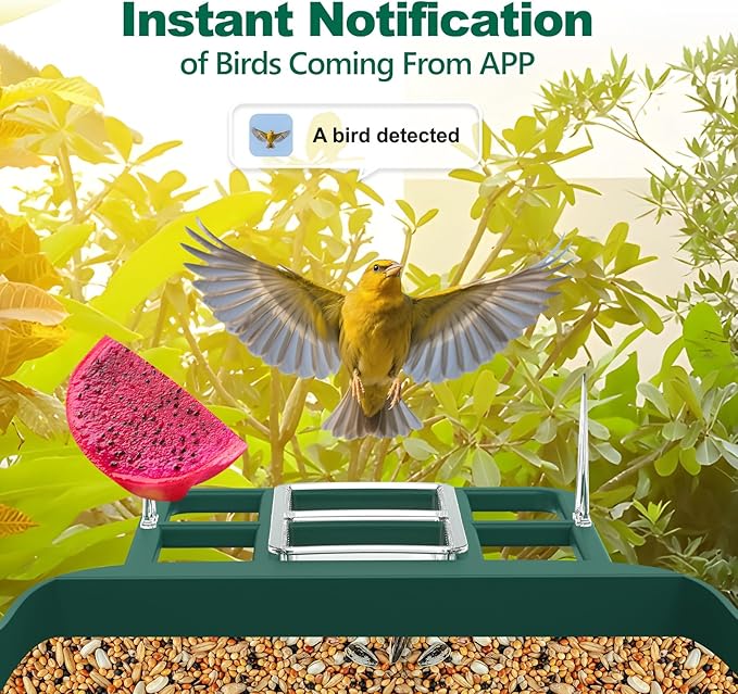 Bird Feeder with Camera,Smart Birdwatching Camera with Solar Powered,AI Identify Species,Instant Notifications,FHD Live View,Auto Record Video in Backyard,Ideal Gifts for Family and Bird Lovers