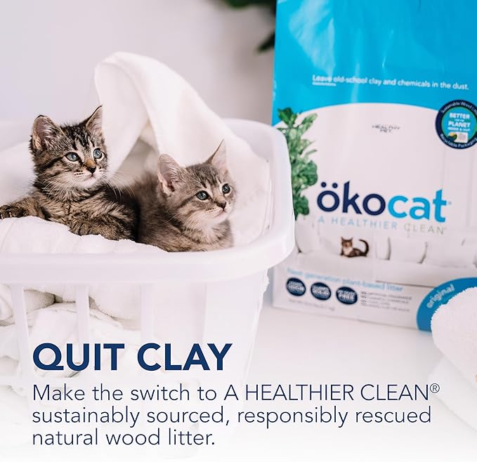 ökocat Original Wood Clumping Cat Litter, Unscented, 26 pounds XL - Natural Ingredients, Stops Odor, Clumps Solid, 99% Dust Free, Great for All Cats