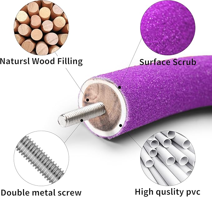 U Shape Parrot Perch Stand Toy Bird Platform Sand Paw Grinding Clean Stick Exercise Conure Budgie Cockatiel Cage Accessories (Purple)