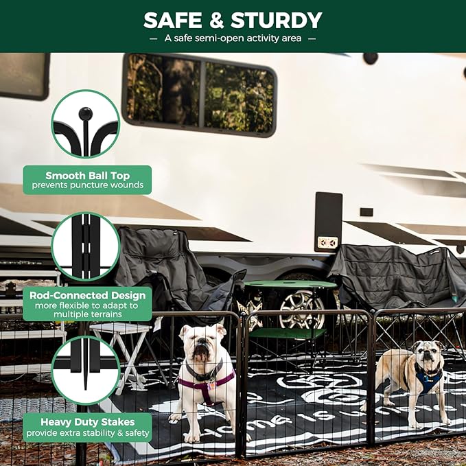 FXW Rollick Unleashed Dog Playpen for Indoor, Yard, RV Camping, 24 inch 32 Panels for Small and Puppy Dogs, Black│Patented