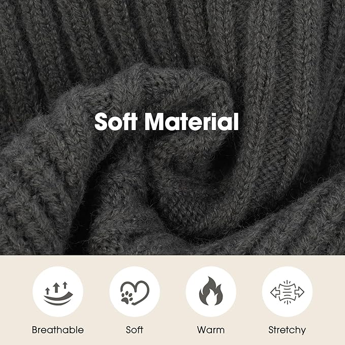 Dog Medium Sweater, Winter Christmas Sweater for Dogs, Solid Color Classic Cable Knit Clothes for Cold Weather, Warm Turtleneck Knitwear Short Sleeves for Outdoor Playing