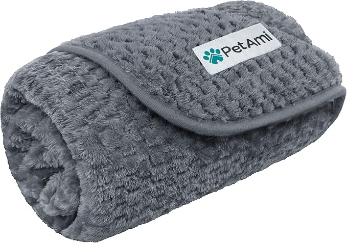 PetAmi Waterproof Dog Blanket, Leakproof Puppy Blanket for Small Medium Dogs, Furniture Sofa Couch Cover Protector, Fleece Pet Throw for Indoor Cat Kitten, Reversible Washable Soft Plush, 24x32 Gray
