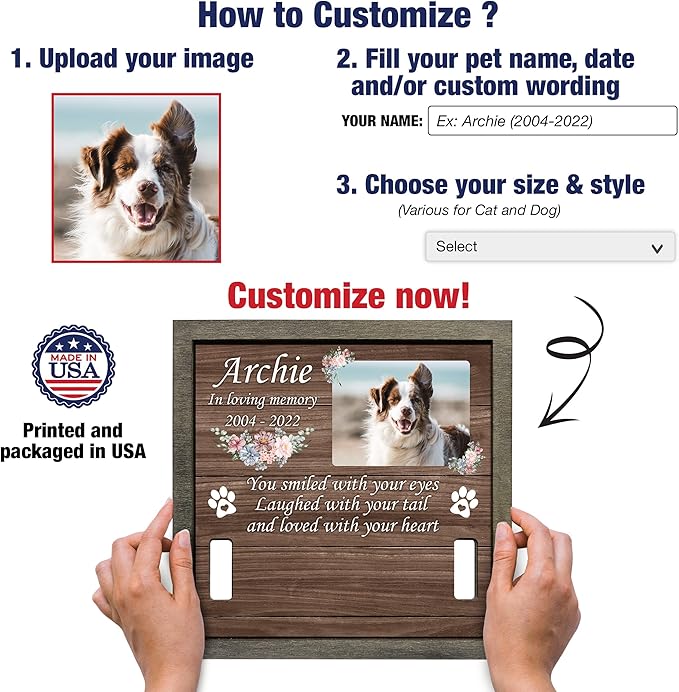 Personalized Dog Collars Pet Loss Gifts Dogs Grieving Picture Frame Pet Remembrance Heartfelt Sentimental Quote Memorial Plaques for Dogs and Cat Picture Frames Christmas Plaque Birthday Gifts