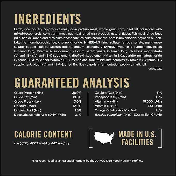 Purina Pro Plan High Protein Puppy Food DHA Lamb & Rice Formula - 34 lb. Bag