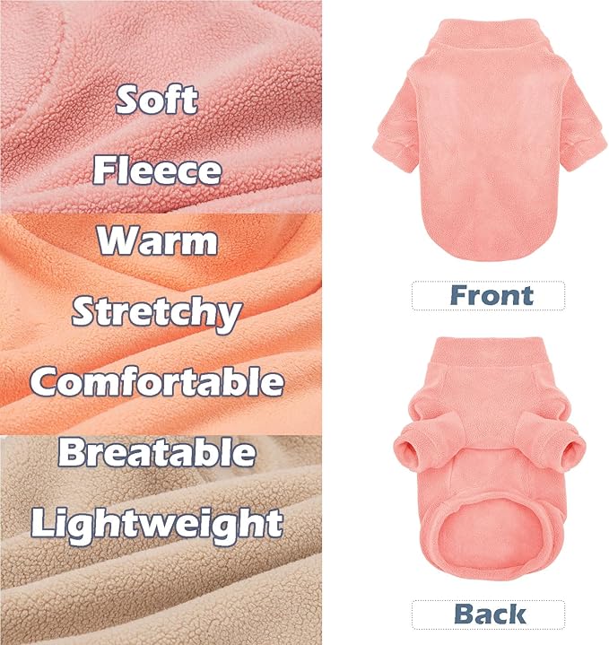Dog Sweater, 3 Pack Dog Sweaters for Small Dogs Girl Boy, Ultra Soft Warm Puppy Clothes Dog Coat for Winter (Peach+Lt Camel+Pink, X-Small)