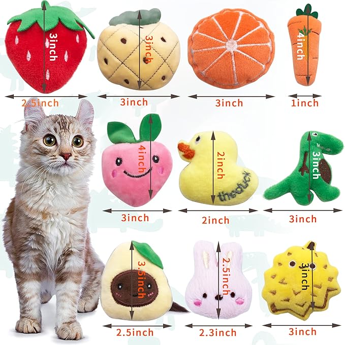 10 Pcs Catnip Toys for Indoor Cats Xmas Interactive Plush Stuffed Kitten Chew Bite Toys Kitty Cat