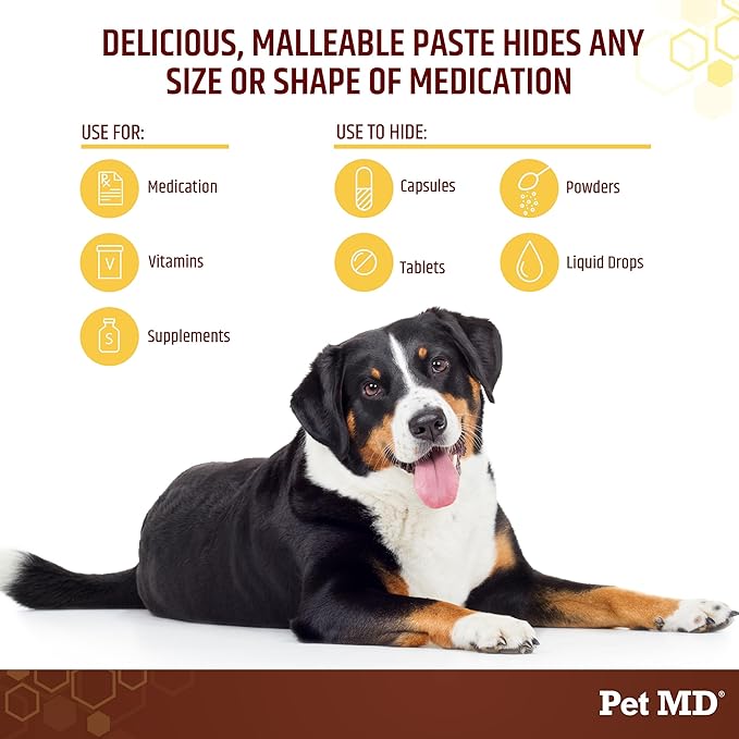 Pet MD Wrap-A-Pill with Dog Probiotics - Pill Wrap for Dogs Medicine - Easy-to-Use Paste to Hide Capsules, Create Pockets and Treats for Dogs - Cheese & Bacon (4.2oz)