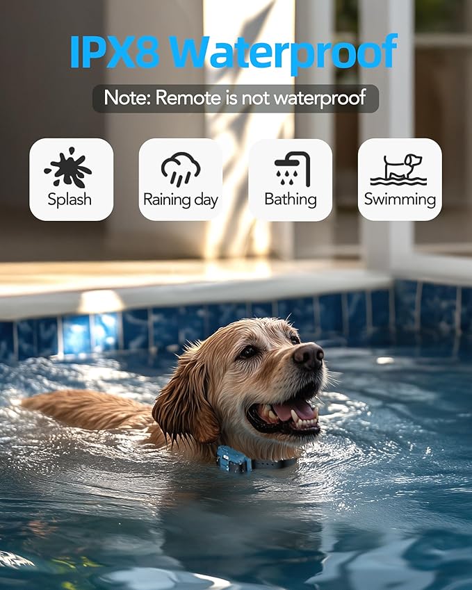 Jugbow Dog Shock Collar - 3/4 Mile Dog Training Collar with Remote for Large Medium Small Dogs, Rechargeable IPX8 Waterproof E-Collar with 3 Training Modes, LED Light & Security Lock (Blue)