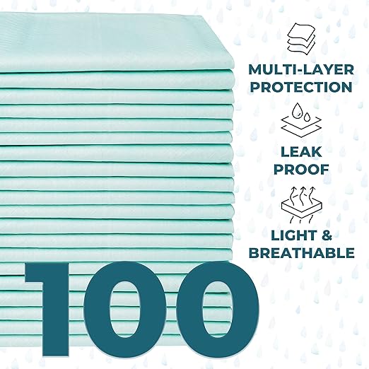 GREEN LIFESTYLE Underpads - Chucks Pads Disposable Adults, for use as Incontinence Bed Pads, Pet Pads, Pee Pads for Dogs, Cats, Bunny, Seniors Bed Pad (Pack of 100 - 36x36)