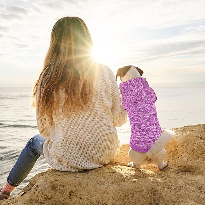 Dog Sweaters for Small Dogs Dog Hoodie Fleece Sweater Soft Clothes Sweatshirt with Pocket Hoodie for Small Dogs Puppy Sweater(Purple&XS)