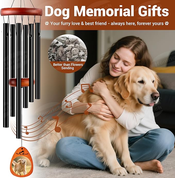 Homrich Pet Memorial Gifts for Dogs, 28" Dog Memorial Gifts for Loss of Dog, Memorial Wind Chimes, Pet Loss Sympathy Bereavement Gift Wind Chimes for Outside