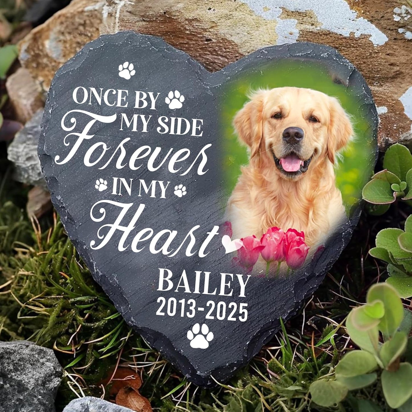 Personalized Dog Memorial Gifts for Loss of Dog, Custom Pet Memorial Stone with Photo Name Date, Stones for Dogs, Gift for Cat Lovers, Bereavement Sympathy Gift for Pet Lover, Quote 1