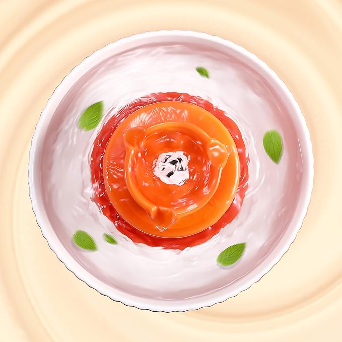 Ceramic Cat Water Fountain, 2.1L/71oz Pet Fountain for Dog and Cat, 3 Carbon Filters and 2 Water Pumps (Orange)