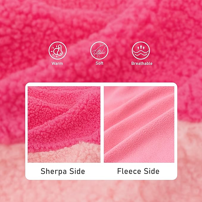 cyeollo Warm Dog Coat Sherpa Dog Winter Coat, Reversible Fleece Dogs Jackets Sweater Vest for Small Dogs Male with Leash Hole, Soft Cold Weather Pet Coats, Rose Red S