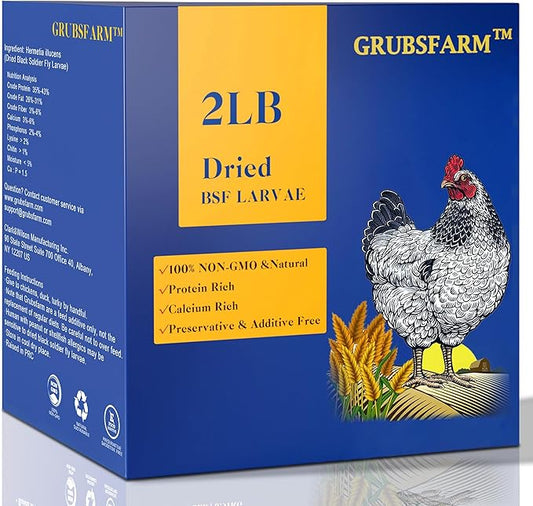 Premium Chicken Treats 2LBS - Superior to Dried Mealworms - Non-GMO & 85X More Calcium Than Meal Worms - Molting & Laying Supplement - BSF Larvae Treats for Layer Hens, Ducks Wild Birds