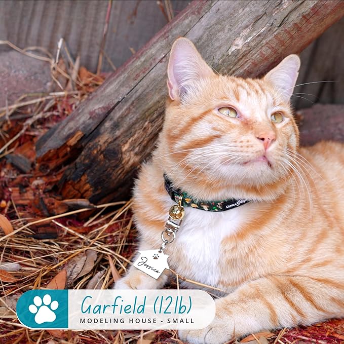 Ultra Joys Dog Tags Personalized for Pets - Hollow Paw Custom Pet ID Tag - Engraved Dog Tag for Small, Large Dogs - Small House in Black