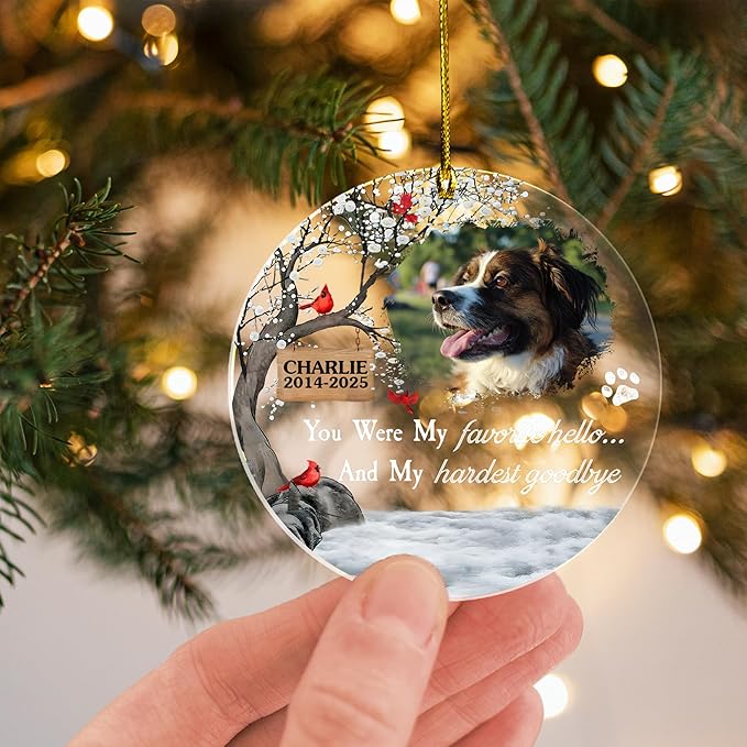 Pavo Personalized Picture Frame Pet Memorial Christmas Ornaments 2025, Loss of Dog Sympathy Gift, Cat Memorial Gifts for Loss of Cat, Dog Remembrance Gift, Custom Christmas Ornament