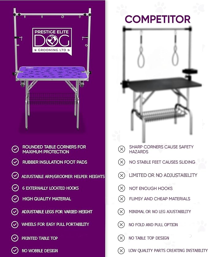 45" Dog Grooming Table with Set of 6 Grooming Loops for Dog Groomers Bundle - Adjustable Height Grooming Table 300lb, Dog Grooming Table Arm with Adjustable Dog Grooming Loops - Dog Grooming Supplies