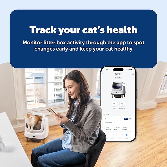 PetSafe ScoopFree OpenSky Automatic Self-Cleaning Cat Litter Box - Hands-Free Cleaning - Odor Control Litter System - App Controlled with Health Monitoring - Multi-Cat Compatible