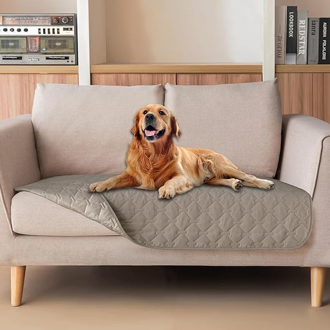 gogobunny 3X Stronger Waterproof Pet Blanket, Scratch Proof Furniture Protector for Dogs Cats, Reversible Cover 32x53 Inch, Dark Stone