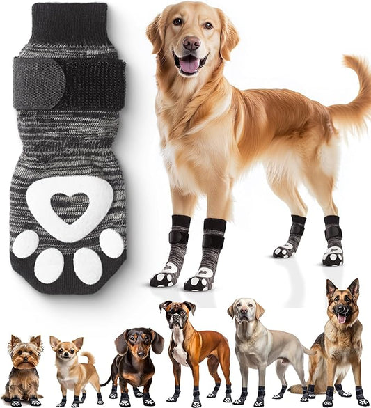 Non-Slip Dog Socks for Hardwood Floors - 6-Pack | Anti-Slip Toes to Prevent Licking Paws, Add Grip, and Provide Paw Protection | for All Ages and Senior Dogs - XXS