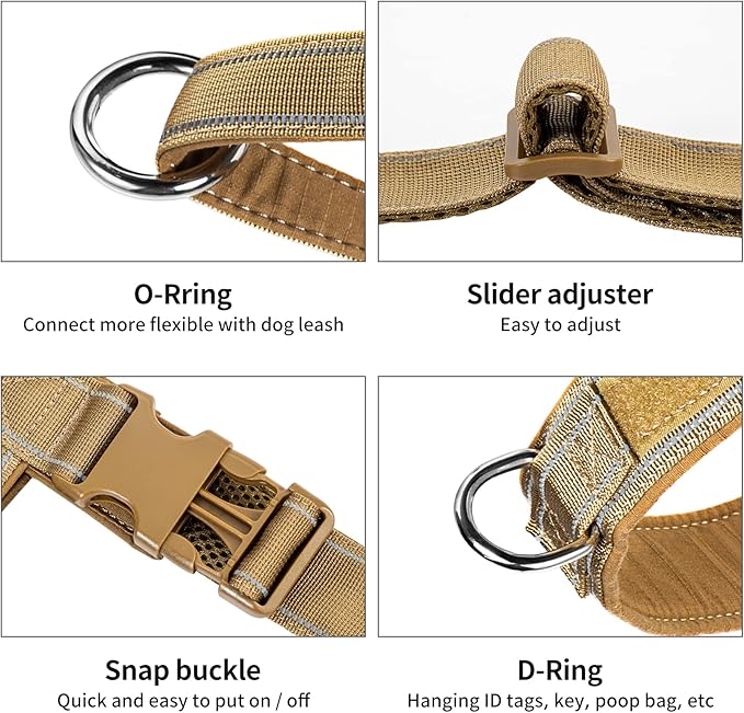 Annchwool No Pull Dog Harness with Padded Handle+5 Ft Leash,Reflective Strip Escape Proof and Quick Fit to Adjust Dog Harness,Easy for Training Walking for Small & Medium and Large Dogs(Brown-Set,XL)