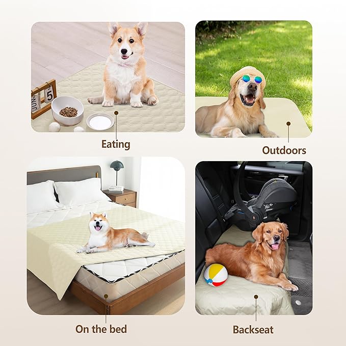 gogobunny 100% Double-Sided Waterproof Dog Bed Cover Pet Blanket Sofa Couch Furniture Protector for Puppy Large Dog Cat, Reversible (30x30 Inch (Pack of 1), Dark Cream/Light Cream)