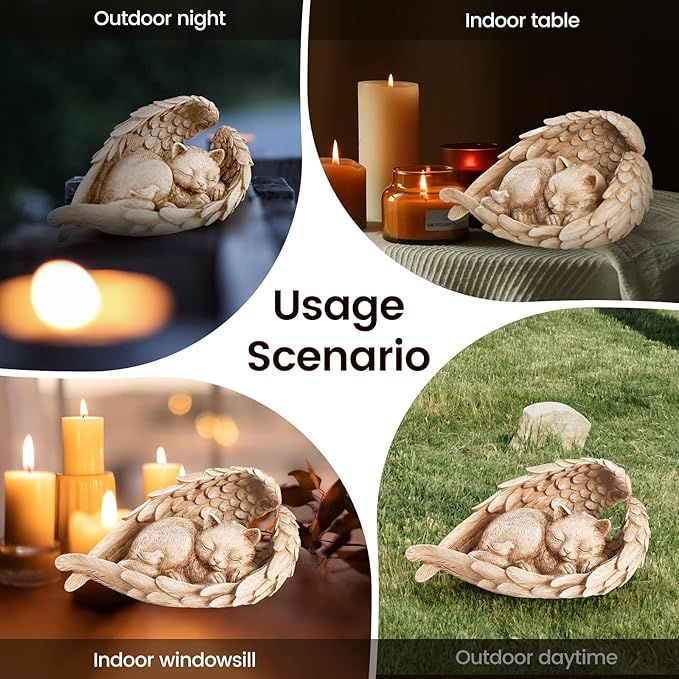 Cat Memorial Stone for Outdoor, Pet Memorial Stones for Cats with Personalized Engraving, Weather-Resistant Garden Stone for Backyard & Memorial Garden to Forever Loved Cats (Light Brown)