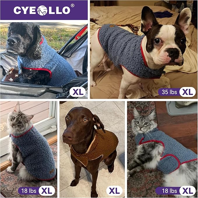cyeollo Fleece Dog Coat Reversible Dog Jacket Sweater Turtleneck Sherpa Jackets Winter Pet Clothes Warm Cold Weather Coats for Small Dogs, Pink XL