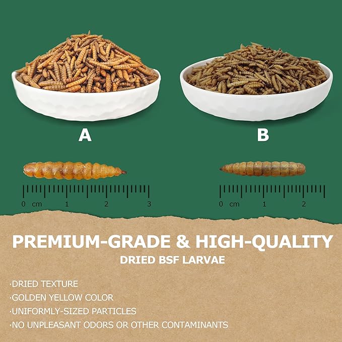 10LB Non-GMO Dried Black Soldier Fly Larvae, Superior Calcium Boost for Chickens, Better Than Dried Mealworms, Poultry Feed Ideal for Molting & Laying Hens, Wild Birds, Ducks | Top Grade BSF
