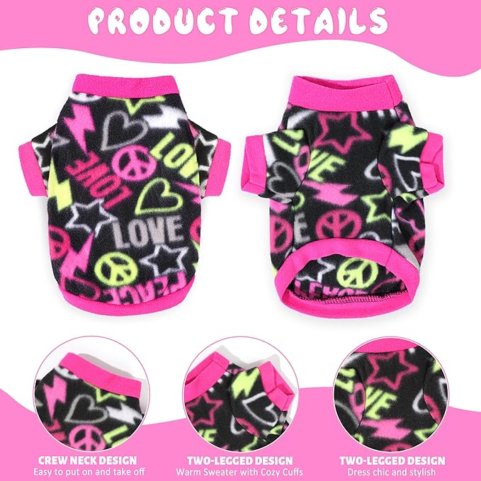 2 Pieces Dog Sweaters for Small Dogs, Fall Winter Fleece Dog Clothes, Soft and Warm Puppy Sweater Doggie Coat for Winter Pet Cloting for Chihuahua Yorkie (Rose,Pink, Medium)