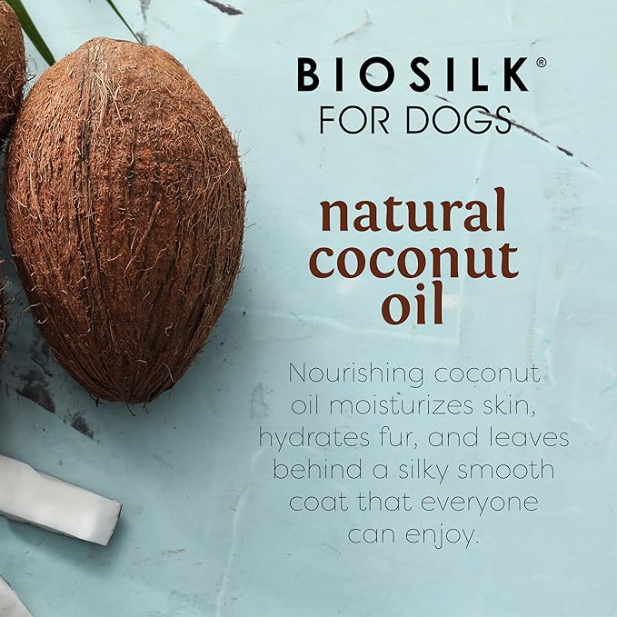 BioSilk for Dogs Silk Therapy Conditioner with Natural Coconut Oil | Coconut Oil Dog Conditioner from BioSilk for Dogs | Pet Conditioner for Dogs, 12 Ounces,Beige