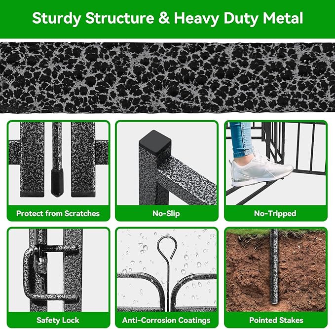 Dog Playpen Outdoor 12 Piece Panels Heavy Duty Dog Fence 40" Height with Thick Pipe Anti-Rust with Doors Portable for RV Camping Yard, Total 27FT, 57 Sq.ft, Snowy Black