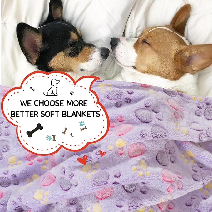 Rezutan 1 Pack 3 Blankets for Dogs, Dog Blanket for Large & Medium Pet Cat, Premium Soft Fluffy Suitable for Dog Kennels & Beds, Sofas, Gifts Puppy Essentials, 41x31inch, Tan/Purple/Brown