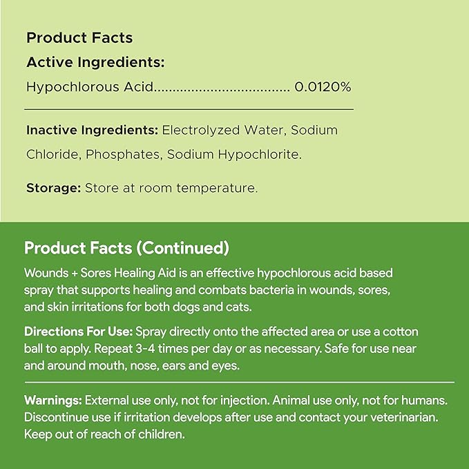 Hypochlorous Acid Spray for Dogs – 4oz Dog Wound Spray for Cuts, Burns, Sores, Abrasions, and More – Non Toxic and Chemical Free HOCI Wound Care – Made in The USA