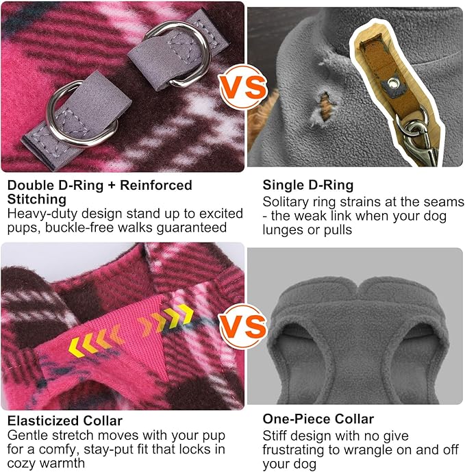 BEAUTYZOO Dog Fleece Vest Sweater Winter Jacket for Small and Medium Dogs with D-Ring Leash Cold Weather Coat Hoodie for XS S M Dogs Boy or Girls, Pink Buffalo M